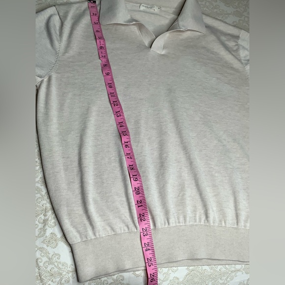 Men’s Suitsupply Cotton-Silk Buttonless Polo – Beige XXL - Picture 3 of 5